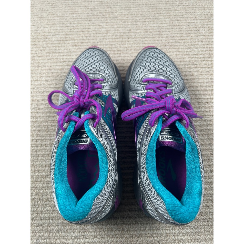 Brooks Adrenaline GTS 17 Running Shoes Womens 7 Silver Purple Teal - Picture 6 of 13